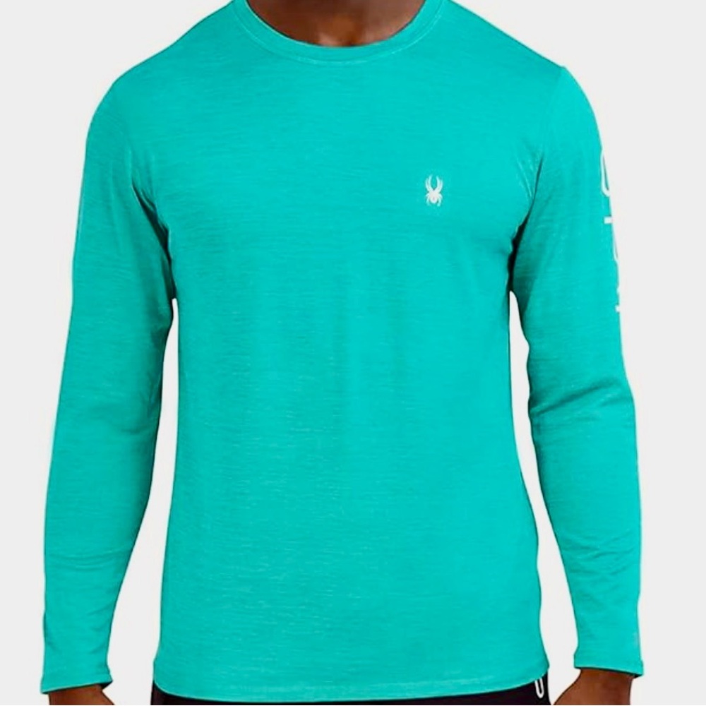 Spyder Heather Scuba Green long sleeve shirt /Rash Guard- Large NWOT